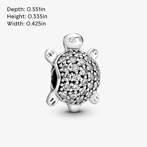 Vista 5 de PANDORA Joyería pavimenta tortuga marina zirconia cúbica encanto en plata de ley, Metal, Circonita Cúbica