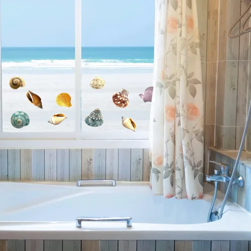 Vista 9 de Calcomanías de burbujas de acuarela para baño, lavandería, 23 calcomanías de burbujas azules pintadas a mano, decoración de baño, sala de estar