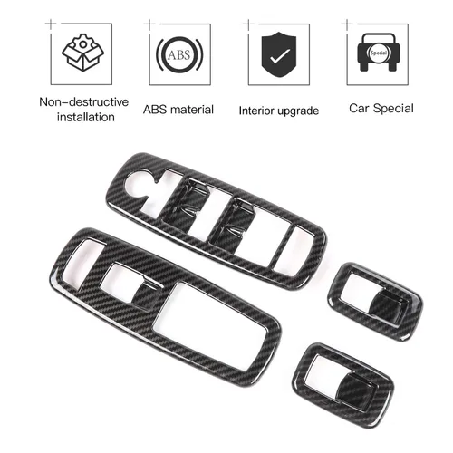Vista 2 de JeCar Kit de moldura de botón interior para cubierta de interruptor de elevación de ventana para Jeep Grand Cherokee 2011-2020 y Jeep Cherokee
