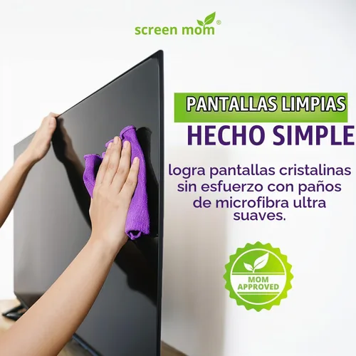 Vista 3 de Screen Mom Paños de microfibra morados (paquete de 4) – Paños de limpieza de pantallas de microfibra, paño de limpieza de TV para limpiadores