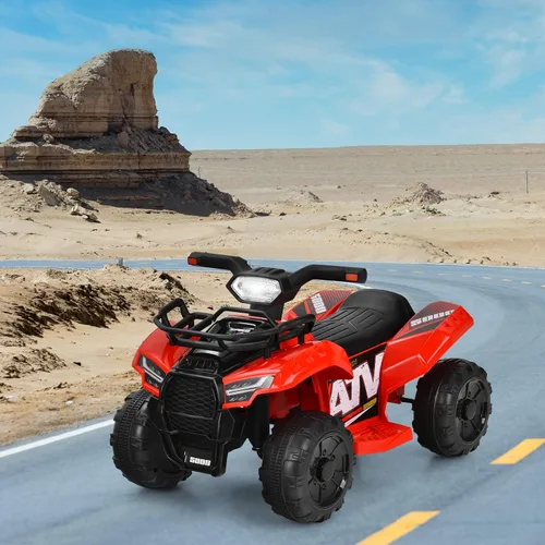Vista 8 de HONEY JOY Cuatrimoto para niños, cuatrimoto de 4 ruedas con batería con caja de almacenamiento, bocina, música, faros LED, juguete ATV de 6 V