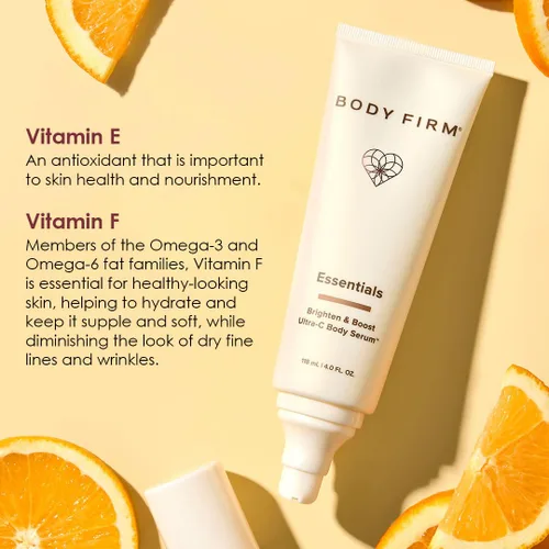 Vista 2 de BODY FIRM Suero corporal Crepe Erase Brighten & Boost Ultra-C, cuidado de la piel antienvejecimiento, hidratante corporal reafirmante con vitamina