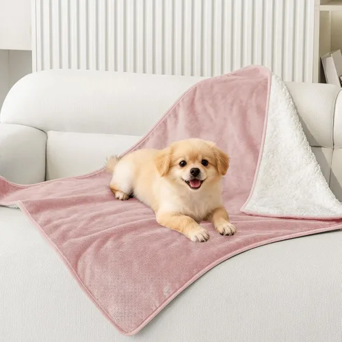Vista 13 de Smiry Manta de cama impermeable para perro, manta a prueba de fugas para cama y sofá, reversible, de forro polar sherpa, funda protectora de muebles