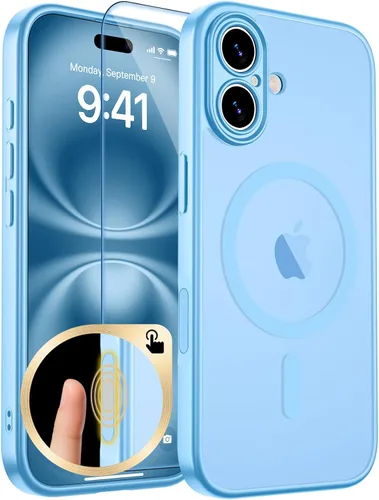 Vista 105 de zapica Funda magnética para iPhone Air, con protector de pantalla de vidrio templado, compatible con MagSafe, translúcida mate, a prueba de golpes