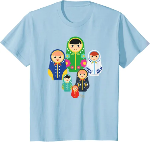 Vista 9 de Matryoshka Russian Nesting Dolls, Rusia - Camiseta de regalo, Azul / Patchwork, S