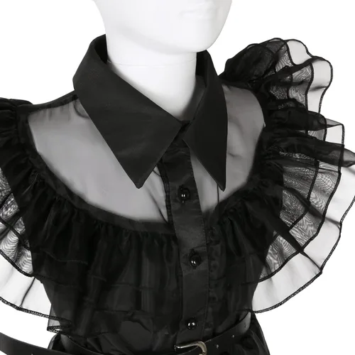 Vista 4 de Vestido de miércoles, disfraz de Addams, vestidos góticos para niñas, disfraces de Halloween