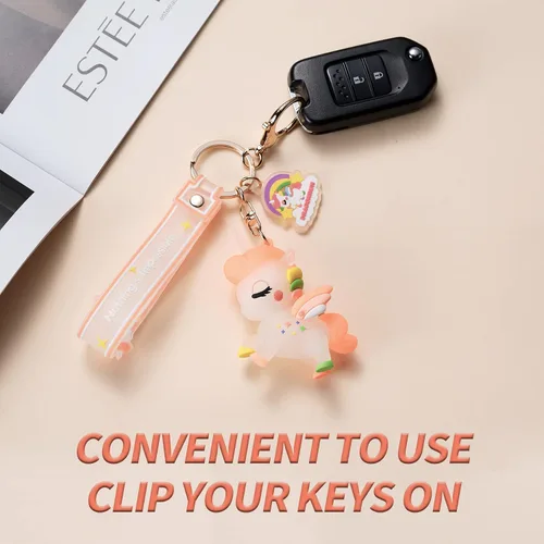 Vista 4 de Lindo llavero de regalo Llavero de unicornio Kawaii Accesorios Llavero Mochila Dijes Llaves de Coche Llavero Llavero para Niños Niñas