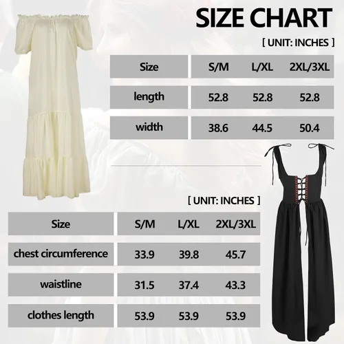 Vista 7 de HOMELEX Vestido renacentista para mujer, disfraz de elfo medieval, talla grande, disfraz de festival Ren Faire Midevil