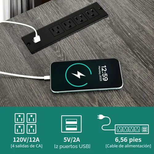 Vista 6 de YITAHOME Escritorio en Forma de U con Tomas de Corriente y Luces LED, Escritorio Reversible en Forma de L de 79" con Cajones, Escritorio de Esquina