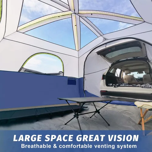 Vista 3 de UNP Tienda de campaña SUV para acampar, tienda de campaña SUV para 6 personas con portón trasero - fácil instalación con sobretecho, 10'x9'x78in(H)