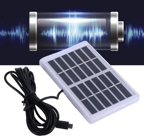 Vista 4 de TOPINCN Mini panel solar de 1.2W 6V, cargador solar USB con puerto micro USB, silicio policristalino, alta eficiencia, negro