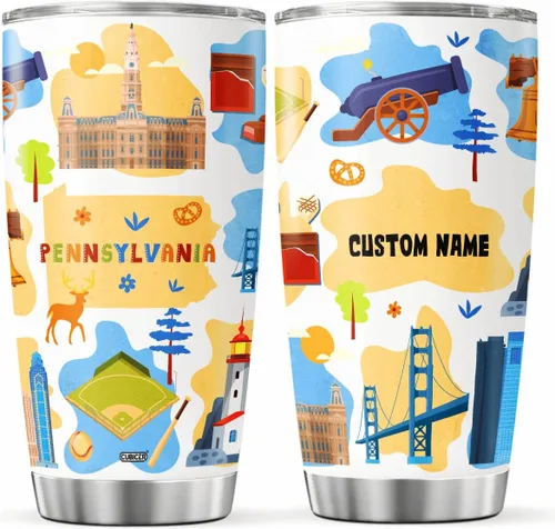 Vista 16 de CUBICER Vaso personalizado con aislamiento del estado de Alaska con tapa, nombre personalizado, regalos de Navidad para mujeres y adultos, vasos