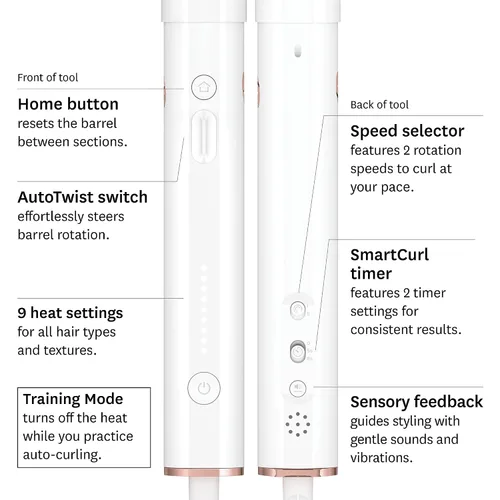 Vista 8 de T3 CurlWrap Automatic Rotating Curling Iron with Longer Barrel, 2 Timer Settings, 9 Heat Settings, Auto-Rotating Ceramic Barrel and Ion Generator