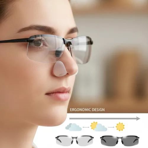 Vista 5 de Jowxsx Gafas de sol fotocrómicas polarizadas blanco-negro UV400 Gafas de sol deportivas Gafas de conducción de día y noche Gafas de sol ultraligeras