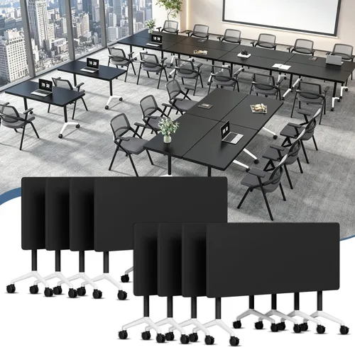 Vista 23 de Paquete de 4 mesas de conferencias plegables, mesa de entrenamiento modular Gris hierro profundo