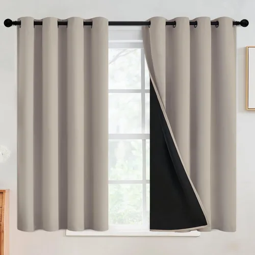 Vista 19 de SimpleHome - Cortinas opacas 100% para recámara, cortinas de ventana con ojales beige, con aislamiento térmico, cortinas de oscurecimiento