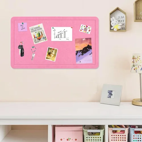 Vista 6 de Vuzvuv - Tablón de anuncios de corcho de visión grande de 28 x 16 pulgadas, color rosa para oficina en pared Compact Soft Felt Pin Board, 28x16in
