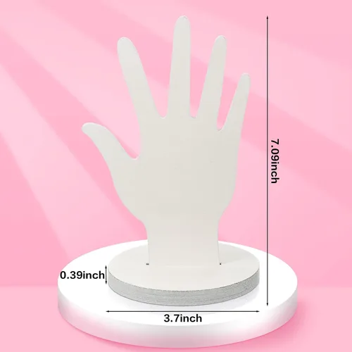 Vista 2 de Weysat 12 piezas de madera forma de mano pulsera joyería soporte soporte de exhibición estética joyería maniquí dedos organizador de joyería (blanco)