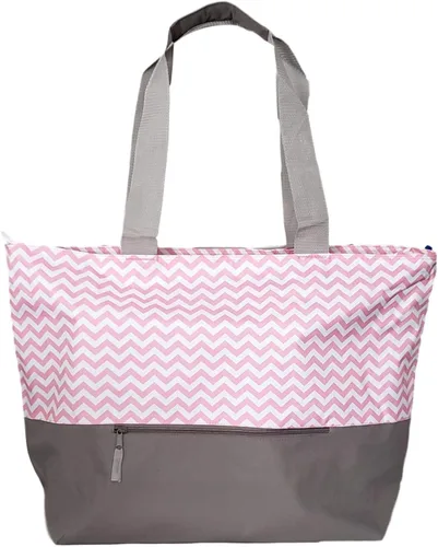 Vista 2 de Bolsa de fin de semana con estampado de cheurón XL con asas de malla y bolsillo exterior con cremallera