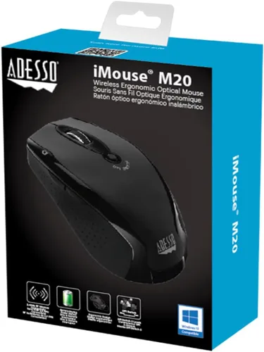 Vista 9 de Adesso iMouse M20B - Ratón óptico ergonómico inalámbrico, color negro