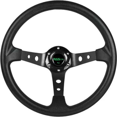 Vista 9 de RASTP - Volante universal de carreras, volante de deriva de plato profundo de 13.8 pulgadas/350 mm con 6 pernos de agarre de vinilo y aluminio