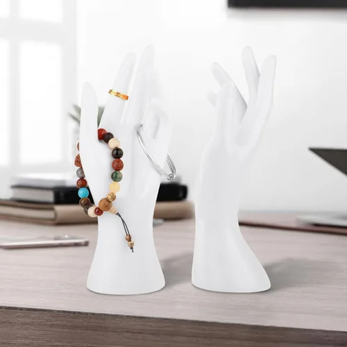 Vista 7 de Soporte de exhibición de joyería de mano de maniquí femenino, exhibición de soporte de anillos, modelo de mano decorativo para pulsera, reloj