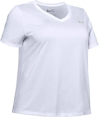 Vista 7 de Under Armour - Camiseta UA Tech de manga corta y cuello en V para mujer, unicolor