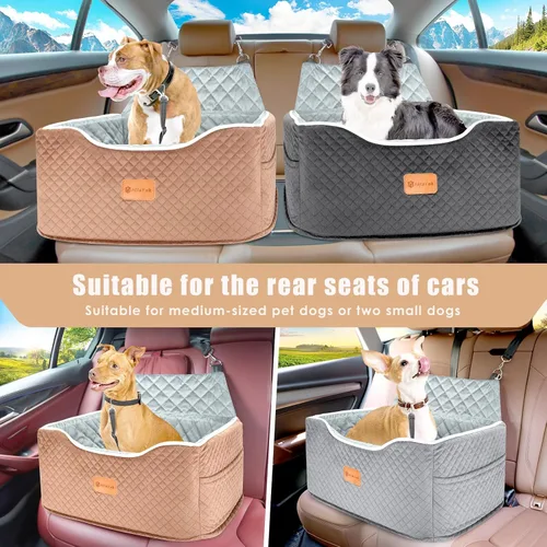 Vista 4 de AlfaTok Asiento de automóvil para perro, refuerzo de espuma viscoelástica para perros medianos de hasta 45 libras, cama de viaje elevada desmontable
