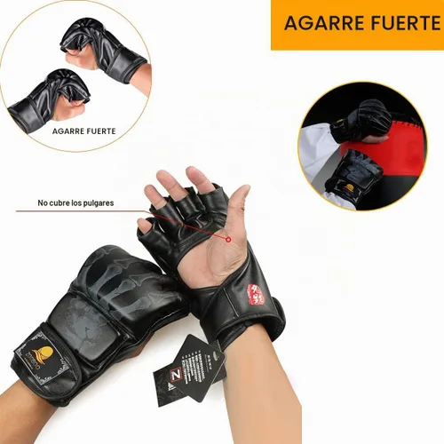 Vista 4 de ZooBoo MMA Gloves, Half-Finger Boxing Fight Gloves MMA Mitts with Adjustable Wrist Band for Sanda Sparring Punching Bag Training