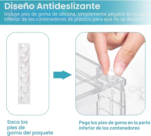 Vista 6 de Vtopmart Paquete de 4 cajones de almacenamiento apilables transparentes, para debajo del fregadero y la cocina, cajones de plástico fáciles