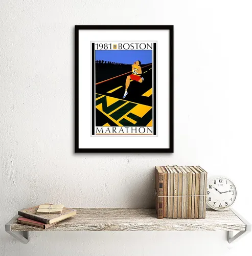 Vista 3 de SPORT AD BOSTON MARATHON 1981 RACE RUN FINISH LINE ESTAMPADO F12X2427