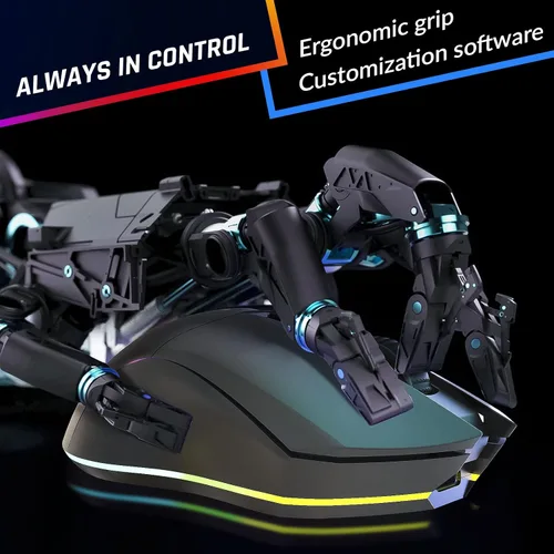 Vista 5 de KLIM Blaze Pro - Mouse inalámbrico recargable para juegos con base de carga RGB sensor de alta precisión y batería de larga duración hasta 6000
