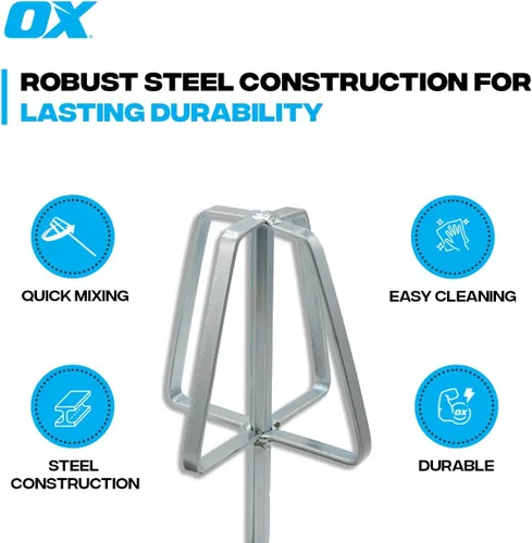 Vista 11 de OX Tools Mezclador de barro para yeso - Mezclador de compuesto de juntas de mezcla rápida con construcción de acero, se adapta a conexión rápida