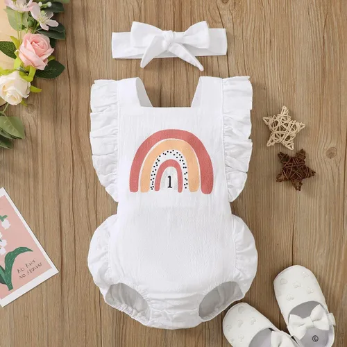 Vista 58 de Shalofer Traje de primer cumpleaños para bebé niña con diadema