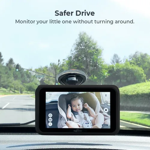 Vista 3 de Tiny Traveler Monitor de coche de bebé con pantalla táctil HD de 5 pulgadas, a prueba de hackers, cámara de bebé sin WiFi para viajes y hogar