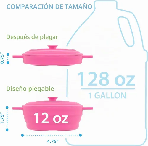Vista 2 de Bakerpan - Set de 4 recipientes de silicona para microondas para cocinar huevos, 12 cm x 4,4 cm, pequeño tazón con tapa, mini recipiente plegable