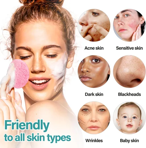 Vista 5 de 50 esponjas faciales comprimidas para esteticistas, esponjas cosméticas naturales de spa para limpieza facial, mascarilla exfoliante, eliminación