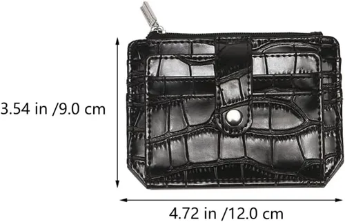 Vista 2 de Amosfun Cartera de piel sintética con diseño de cremallera, práctico monedero para tarjetas en efectivo