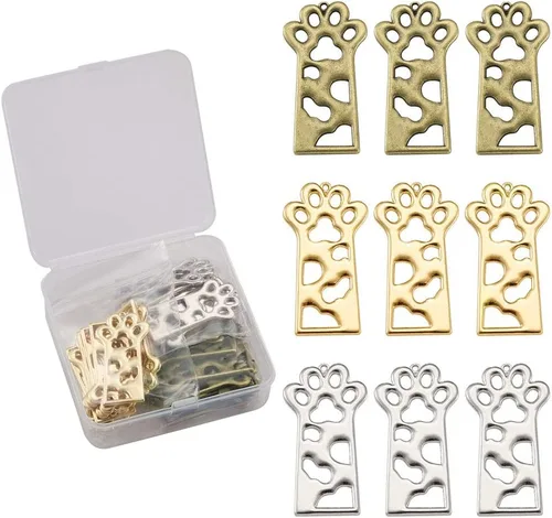 Vista 19 de Cheriswelry Colgantes de bisel de aleación de oro surtidos con parte trasera abierta, diseño de hoja de flor, corazón, metal, marco hueco, molde