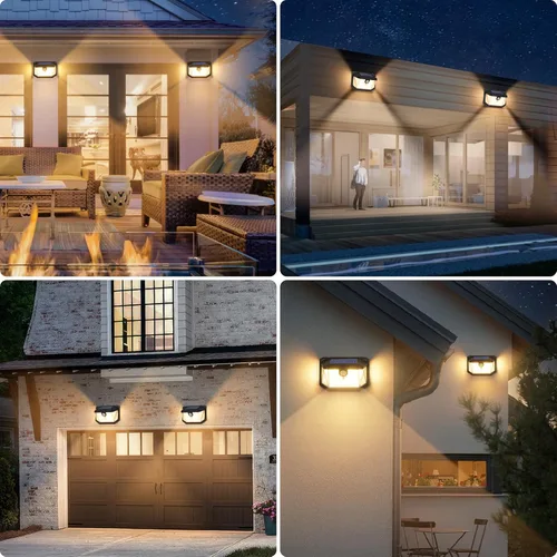 Vista 7 de Paquete de 2 luces solares para exteriores, luces solares superbrillantes con sensor de movimiento alimentadas por energía solar para exteriores