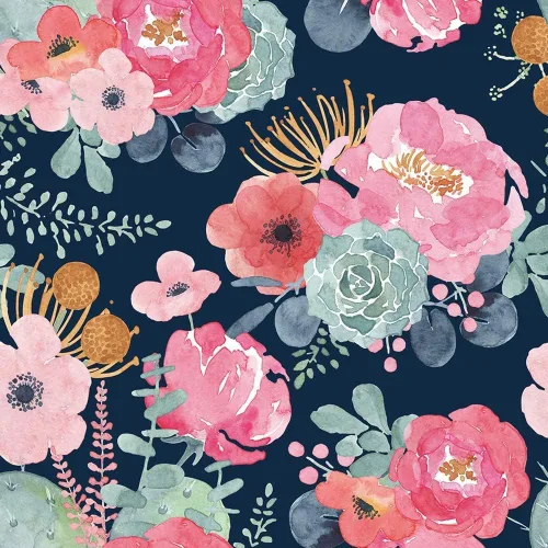 Vista 8 de Papel tapiz removible con diseño floral de cactus rosa, azul marino, vinilo autoadhesivo y prepegado decorativo para niñas y mujeres, armarios