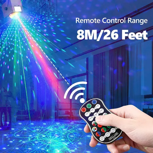 Vista 5 de Luz de escenario de discoteca para fiesta, luces estroboscópicas activadas por sonido, luces LED RGB intermitentes con control remoto para fiestas