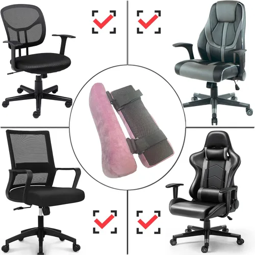 Vista 6 de Juego de 2 fundas para reposabrazos para silla de oficina, cómodas almohadas para apoyabrazos (2 almohadas rosas)
