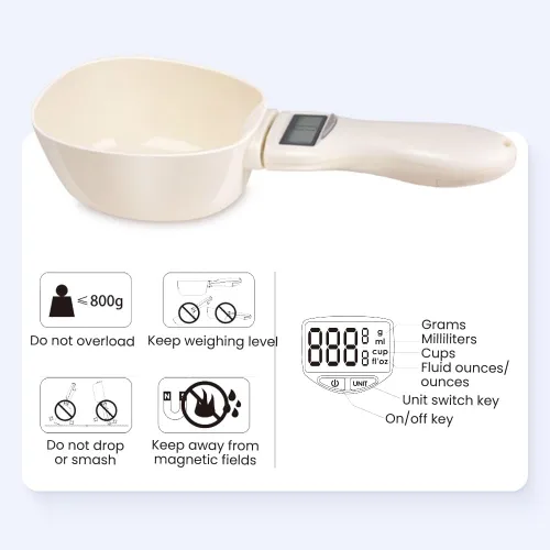 Vista 5 de Cuchara medidora digital, escala de medición de alimentos 2024 con pantalla LCD, cuchara de medición digital de alta precisión de 28.22 oz/0.04 oz