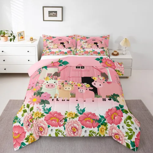 Vista 11 de Feelyou Lindo juego de ropa de cama de ajolote para niños y niñas tamaño twin, juego de edredón de salamandra para niños, mujeres y hombres, edredón