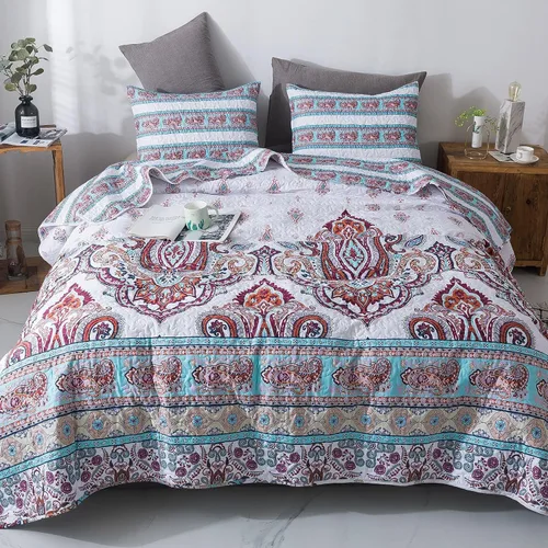 Vista 9 de DaDa Bedding Juego de edredón bohemio de cachemira, colcha California King