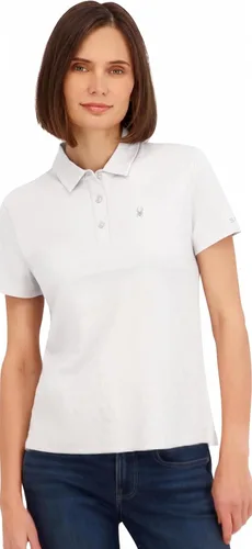 Vista 8 de Spyder Polo de manga corta jacquard a rayas para mujer melocotón (Peach Bud)