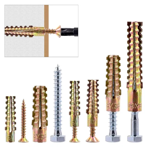 Vista 8 de Juego de 150 anclajes de pared de acero resistente con tornillos, 5 tamaños de anclaje de pared de acero en forma de árbol (M5 M6 M8 M10), tornillos