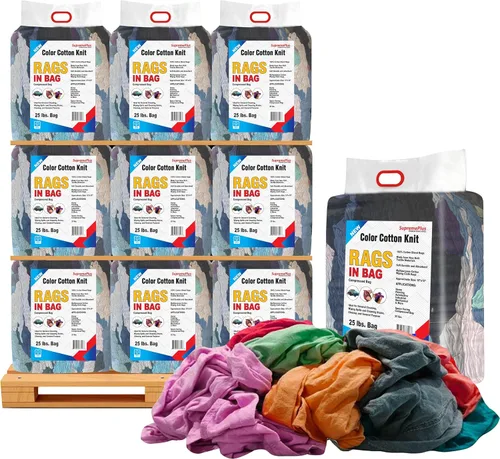 Vista 12 de Trapos de limpieza de punto de color premium – Compra trapos a granel para talleres, mecánicos, pintores y uso doméstico, trapos de algodón