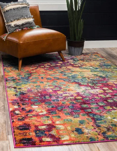 Vista 29 de Unique Loom Jardin Collection - Alfombra moderna, vibrante, abstracta y colorida (rectangular de 2 x 3 pies, multi/azul)